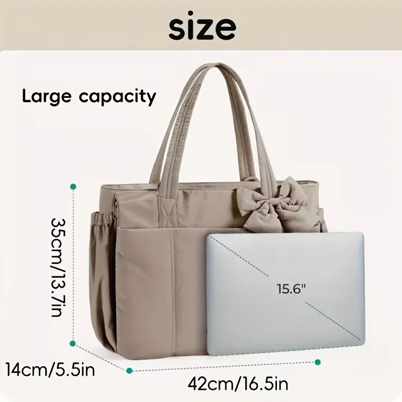 Padded Tote Bag,Large Capacity Women Bow Crossbody Shoulder Bag,Student Commuter Yoga Gym Travel Messenger Bag,Versatile Handbag