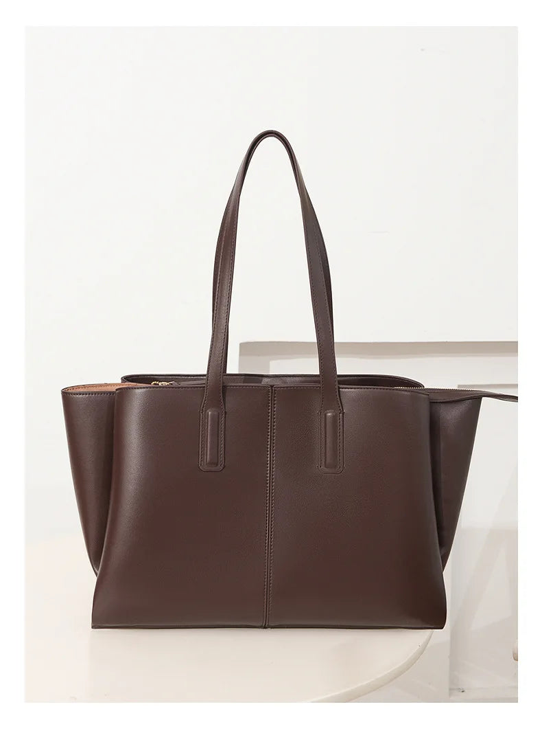 Women's PU Leather Tote Shoulder Bag — Waterproof Large Capacity