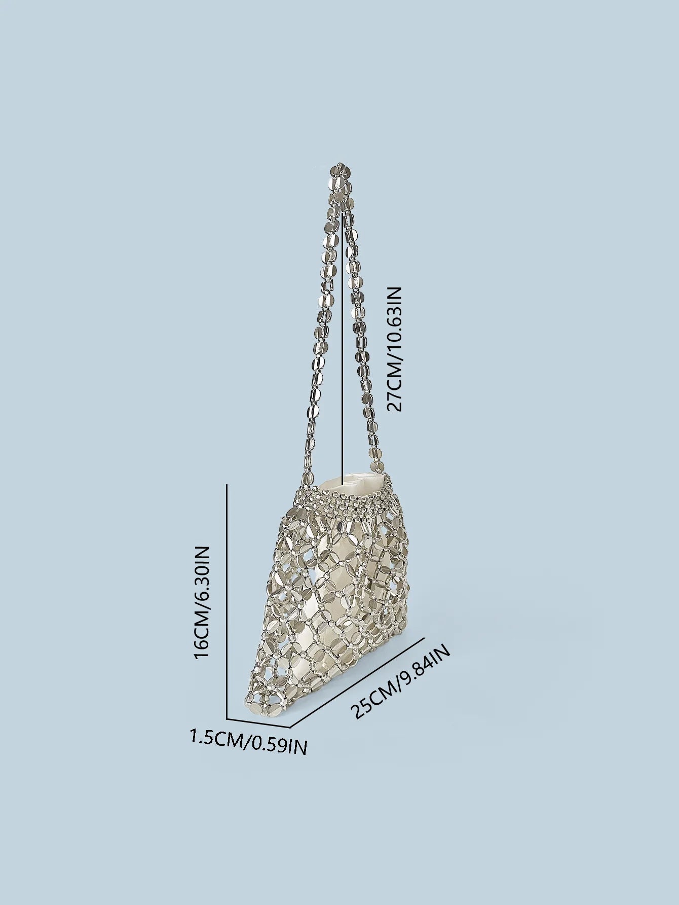 New handheld niche design silver handmade bead woven handbag essential for summer shoulder bag