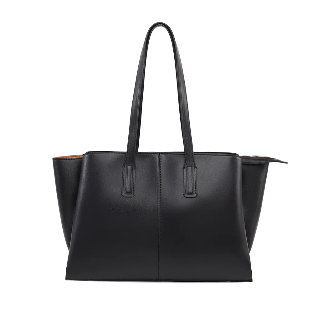 Women's PU Leather Tote Shoulder Bag — Waterproof Large Capacity