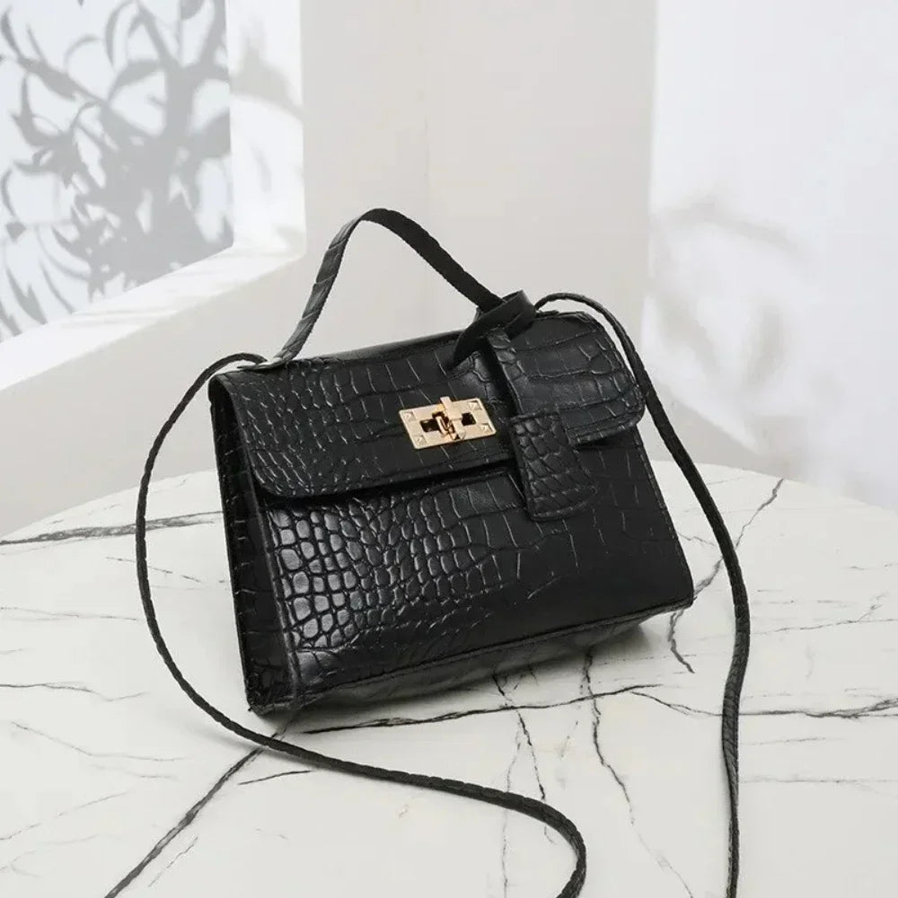 Women's Crocodile Print Baguette Shoulder Bag — Soft TPU Handbag