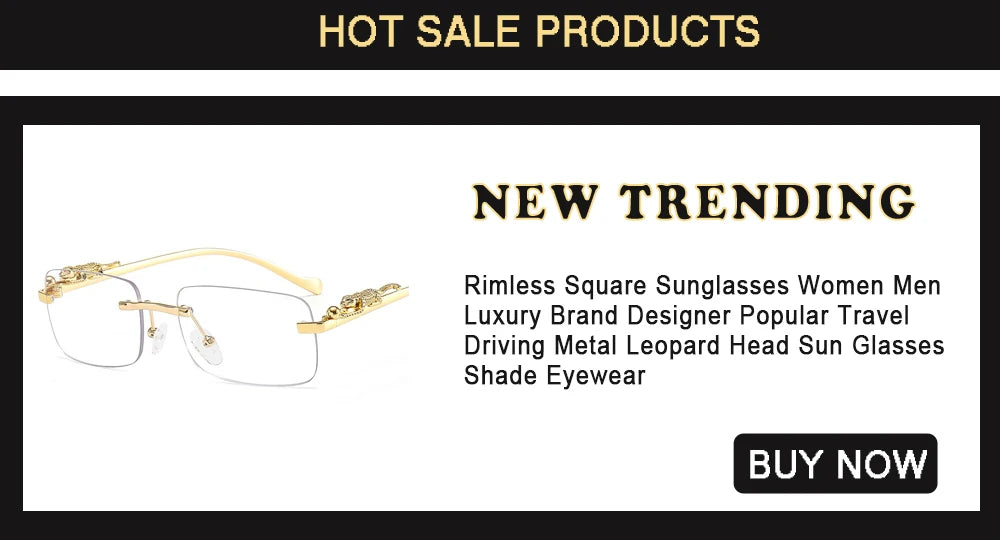 Trendy Punk Sunglasses Rimless Rectangle Sun Glasses for Men Women Fashion UV400 Driving Shades Frameless Gradient Eyewear