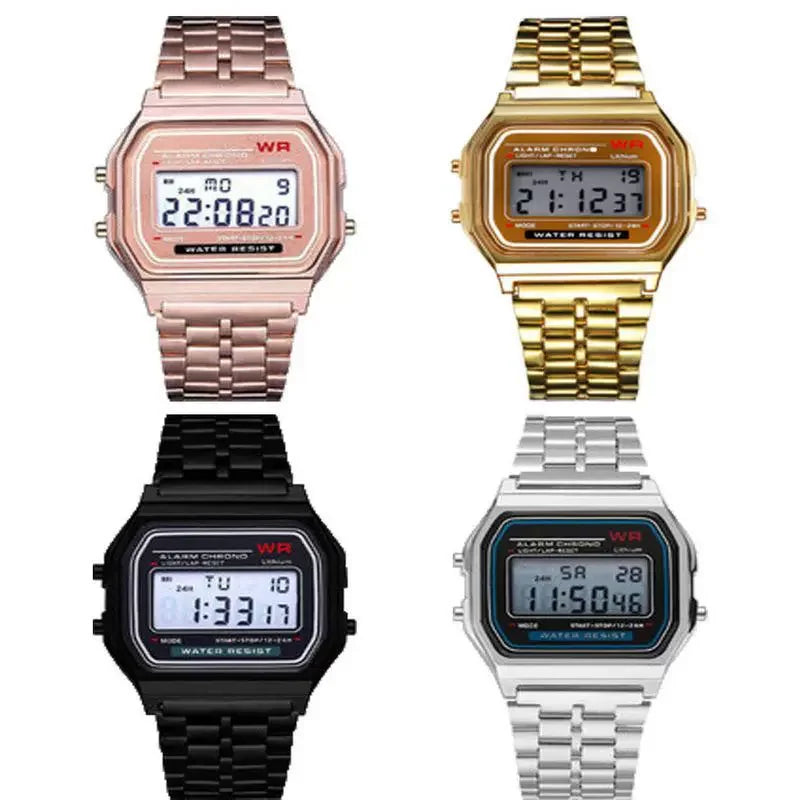 Steel Strap Watches Women Watch Men Business Clock Multifunction LED Digtal Sports Wrist Watch Electronic Clock Electron Wi