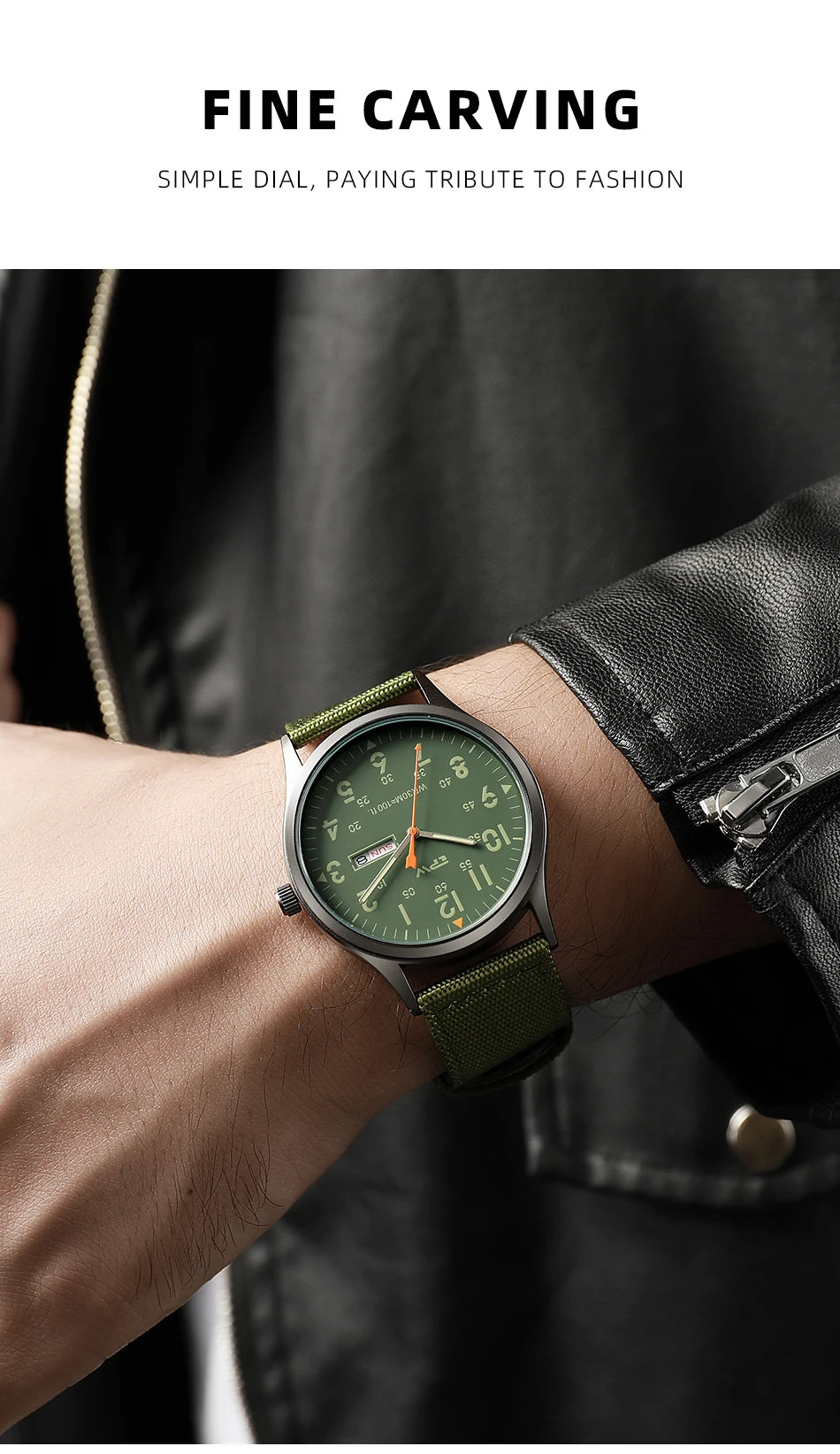 2026 TPW Field Watch Easy Reading Fabric Strap 24 Hours Display Quartz Movement