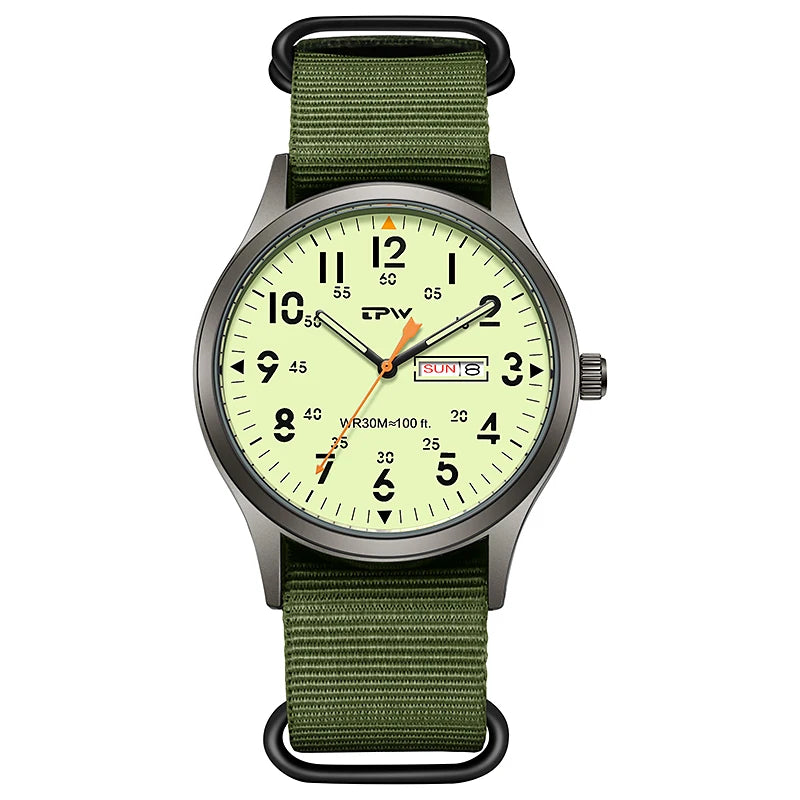 2026 TPW Field Watch Easy Reading Fabric Strap 24 Hours Display Quartz Movement