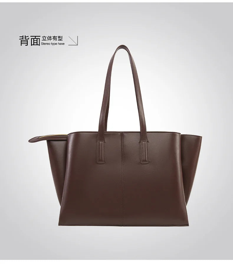 Women's PU Leather Tote Shoulder Bag — Waterproof Large Capacity