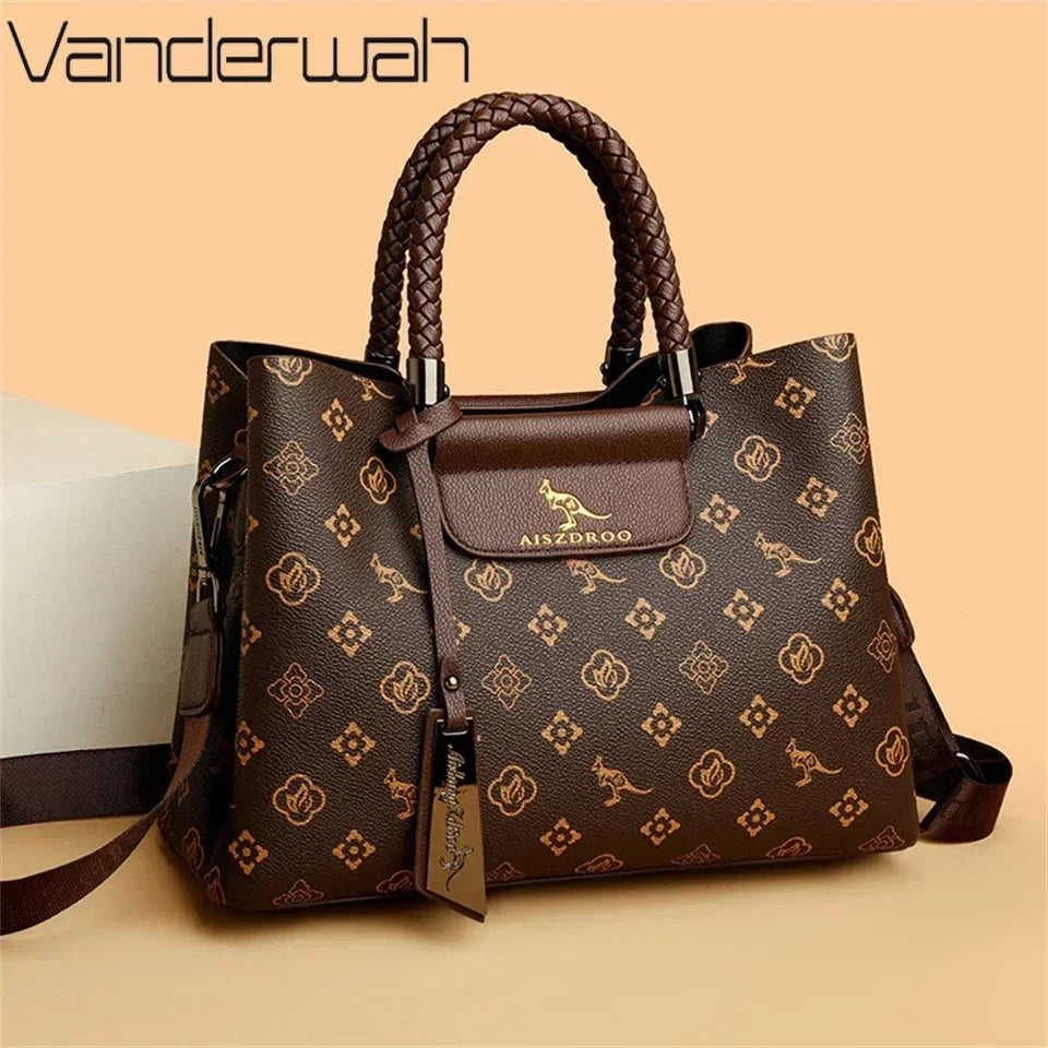 Elegant Women's Genuine Leather Handbag — Stylish Pattern & Spacious Interior