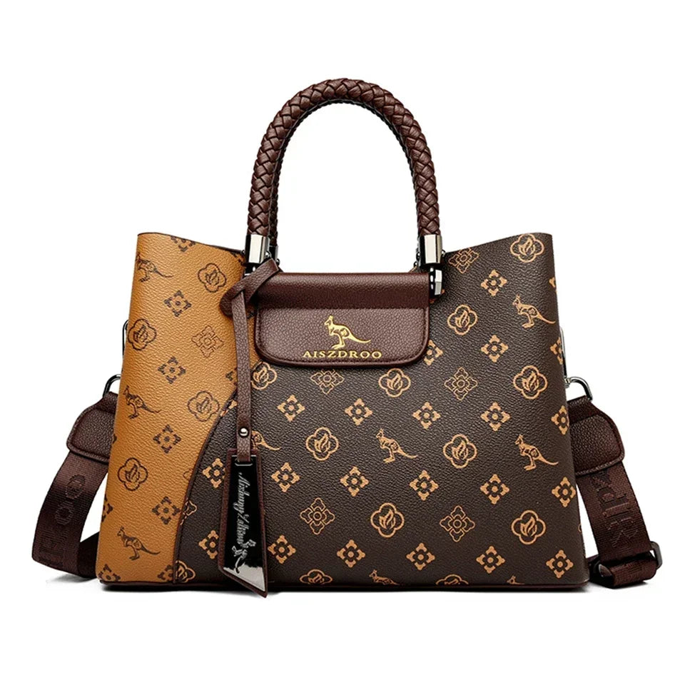 Elegant Women's Genuine Leather Handbag — Stylish Pattern & Spacious Interior