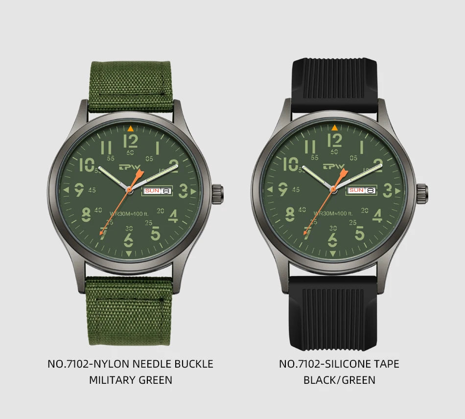 2026 TPW Field Watch Easy Reading Fabric Strap 24 Hours Display Quartz Movement