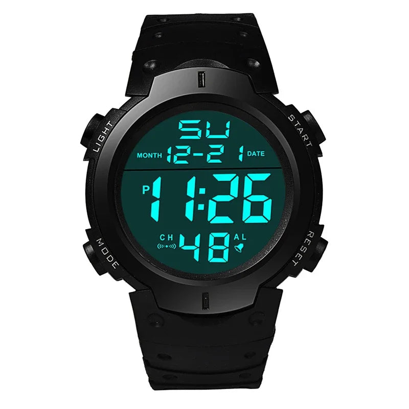 Men's Sport LED Digital Watch Multi-Functional Rubber Fitness Athlete Timekeeping Electronic Clock Reloj