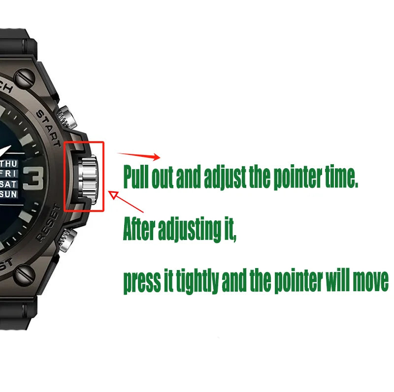 Men's digital sports watch alarm clock, timing, date function, alloy case - perfect for outdoor activities
