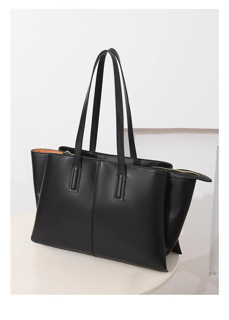 Women's PU Leather Tote Shoulder Bag — Waterproof Large Capacity