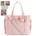 Padded Tote Bag,Large Capacity Women Bow Crossbody Shoulder Bag,Student Commuter Yoga Gym Travel Messenger Bag,Versatile Handbag