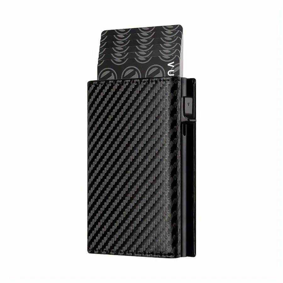 Men's Wallet with Zipper Coin Purse Automatic Pop-up Metal Credit Card Holder Minimalist RFID Blocking Business Card Wallet Idea
